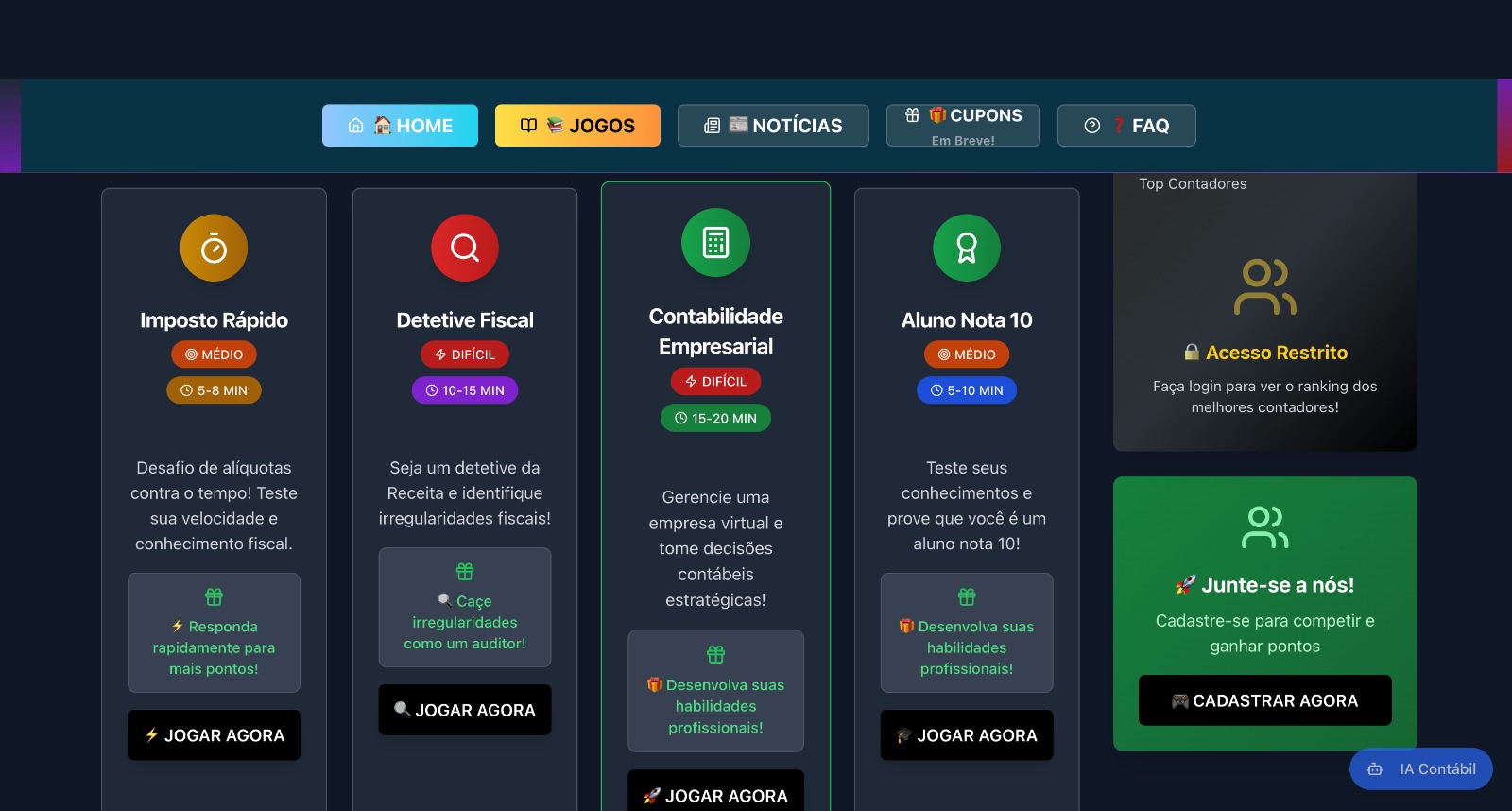 Jornal Contábil Lança Site Inovador de Jogos Educacionais para Contabilidade: Aprenda e Divirta-se como Nunca!